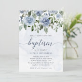かわいらしほこりっぽい青い水色の花 | バプテスマ 招待状 (スタンド正面)