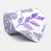 かわいらしほこりっぽい青薄紫水彩フラワーパターン ネクタイ (ロール)