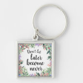 かわいらしやる気を起こさせる引用文水色フローラ キーホルダー (正面)