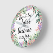 かわいらしやる気を起こさせる引用文水色フローラ ラウンド壁時計 (傾斜)