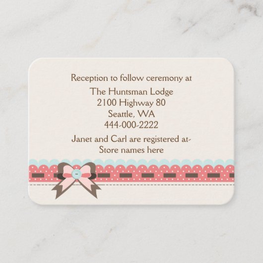 かわいらしアイボリーコテージシック結婚ズ情報カード エンクロージャーカード (正面)