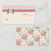 かわいらしアイボリー・ブルー・コーラル結婚ズ座席表 プレイスカード (正面/裏面)