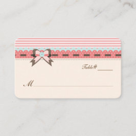 かわいらしアイボリー・ブルー・コーラル結婚ズ座席表 プレイスカード