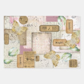 かわいらしアンティークコラージュの名前とシークレットメッセージの追加3 ラッピングペーパーシート (正面3)