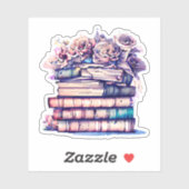 かわいらしアンティーク山積みの帳簿とヴィンテージバラ シール (シート)