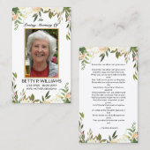 かわいらしアンティーク白フローラ金ゴールドフレーム祈りの言葉カード 名刺 (正面/裏面)