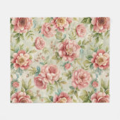 かわいらしインスパイアヴィンテージ花柄 フリースブランケット (正面(横))