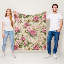 かわいらしインスパイアヴィンテージ花柄 フリースブランケット