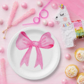 かわいらしインピンクボウブライダルシャワー紙プレート ペーパープレート (パーティー)