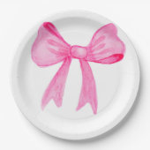 かわいらしインピンクボウブライダルシャワー紙プレート ペーパープレート (正面)