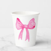 かわいらしインピンクボウブライダルシャワー紙プレート 紙コップ (正面)
