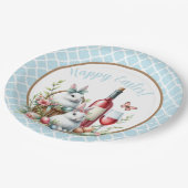 かわいらしイースターバニー&ワインリース紙プレート ペーパープレート (アングル)