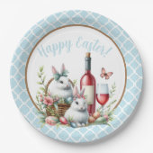 かわいらしイースターバニー&ワインリース紙プレート ペーパープレート (正面)