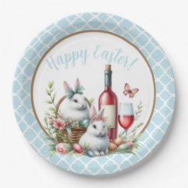 かわいらしイースターバニー&ワインリース紙プレート ペーパープレート