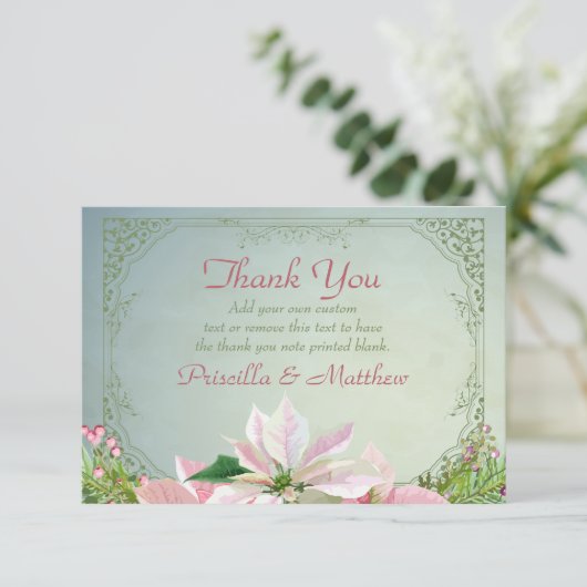 かわいらしウィンターパイン&ポインセチアサンキューカード サンキューカード (スタンド正面)