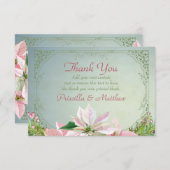 かわいらしウィンターパイン&ポインセチアサンキューカード サンキューカード (正面/裏面)