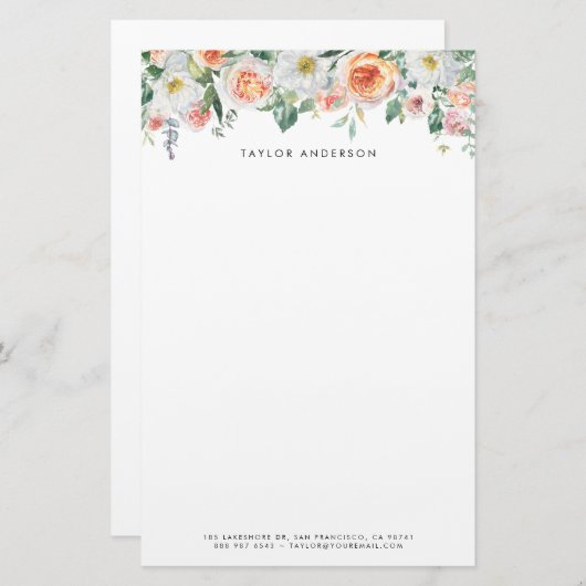 かわいらしウォーターカラーガーデンバラガーランドカスタム 便箋 (正面/裏面)