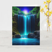 かわいらしウォーターフォートアットナイト平和的誕生日 カード (黄色い花)