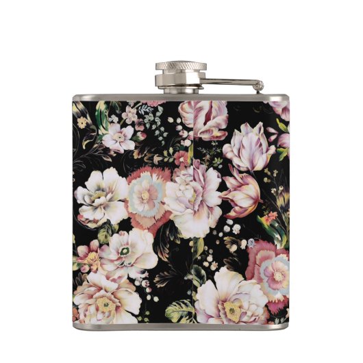 かわいらしエレガントガーリーシックなピンクのフローラ フラスク (裏面)