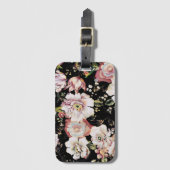 かわいらしエレガントガーリーシックなピンクのフローラ ラゲッジタグ (正面縦)