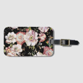 かわいらしエレガントガーリーシックなピンクのフローラ ラゲッジタグ (正面横)