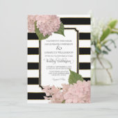 かわいらしエレガントモダン白黒ストライプ 招待状 (スタンド正面)