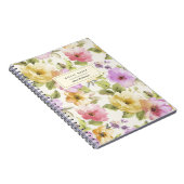 かわいらしエレガント水の色のフローラガーリーお名前 ノートブック (右側)