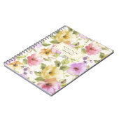 かわいらしエレガント水の色のフローラガーリーお名前 ノートブック (左側)