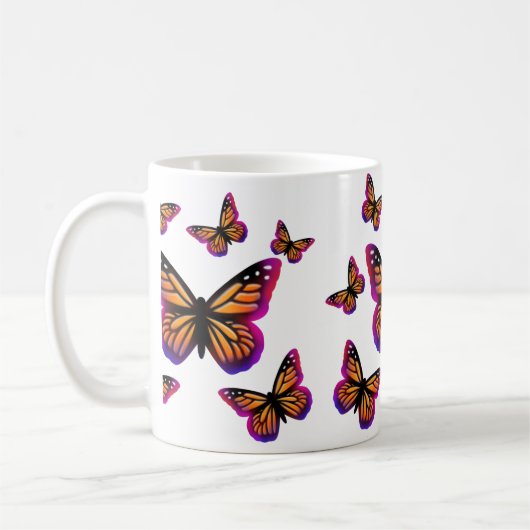 かわいらしエレガント水色の蝶 コーヒーマグカップ (左)