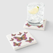 かわいらしエレガント水色の蝶 ストーンコースター (横)