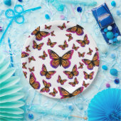 かわいらしエレガント水色の蝶 ペーパープレート (パーティー)