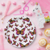 かわいらしエレガント水色の蝶 ペーパープレート (パーティー)