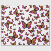 かわいらしエレガント水色の蝶 ラッピングペーパー (フラット)