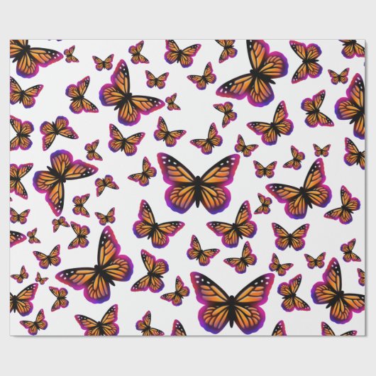 かわいらしエレガント水色の蝶 ラッピングペーパー (フラット)