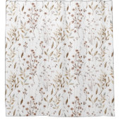 かわいらしエレガント茶の野離れ花柄 シャワーカーテン (正面)