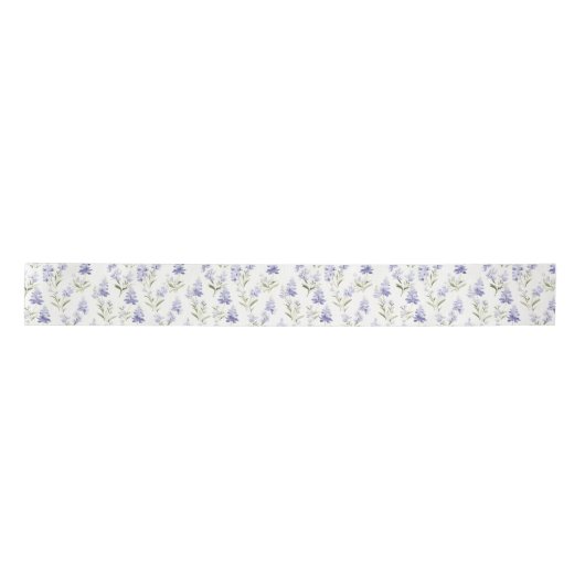 かわいらしエレガント薄紫フラワーブルー&ホワイトフローラ サテンリボン (正面)