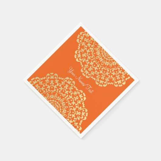 かわいらしエレガント金ゴールドレースのよう パターン（の模様が）ある スタンダードカクテルナプキン (角)