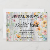 かわいらしオレンジワイルドフラワー素朴ブライダルシャワー 招待状 (正面)