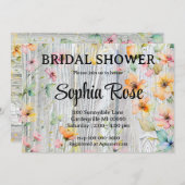 かわいらしオレンジワイルドフラワー素朴ブライダルシャワー 招待状 (正面/裏面)