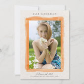 かわいらしオレンジ色の縁ど卒業写真 案内状 (正面)