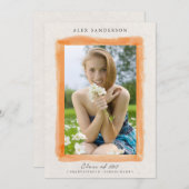 かわいらしオレンジ色の縁ど卒業写真 案内状 (正面/裏面)