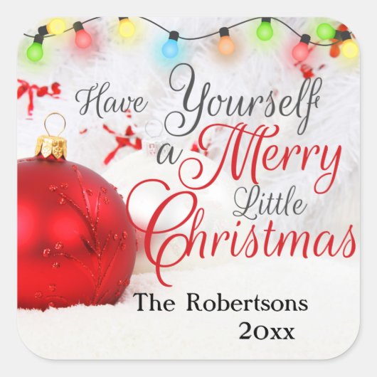 かわいらしオーナメントリッメリートルクリスマスカスタム スクエアシール (正面)