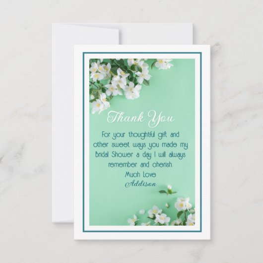 かわいらしカスタムブライダルシャワーありがとう サンキューカード (正面)