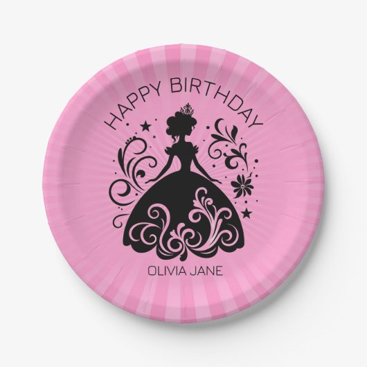 かわいらしカスタムプリンセス誕生会 ペーパープレート (正面)