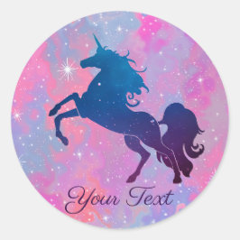 かわいらしカスタム文字ピンク/パープル銀河系ユニコーン ラウンドシール