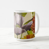 かわいらしカスタム紫フラワーコーヒーマグ コーヒーマグカップ (正面右)