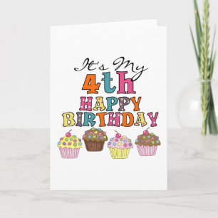かわいらしカップケーキ4th誕生日Tシャツとギフト カード