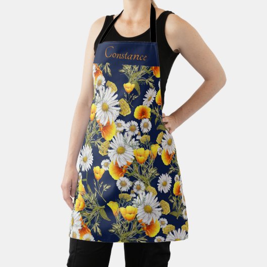 かわいらしカモミール&ポピーパーソナライズされたズ エプロン (インサイチュ)