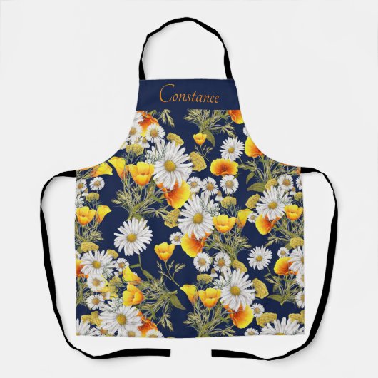 かわいらしカモミール&ポピーパーソナライズされたズ エプロン (正面)