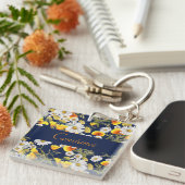 かわいらしカモミール&ポピーパーソナライズされたズ キーホルダー (正面右)